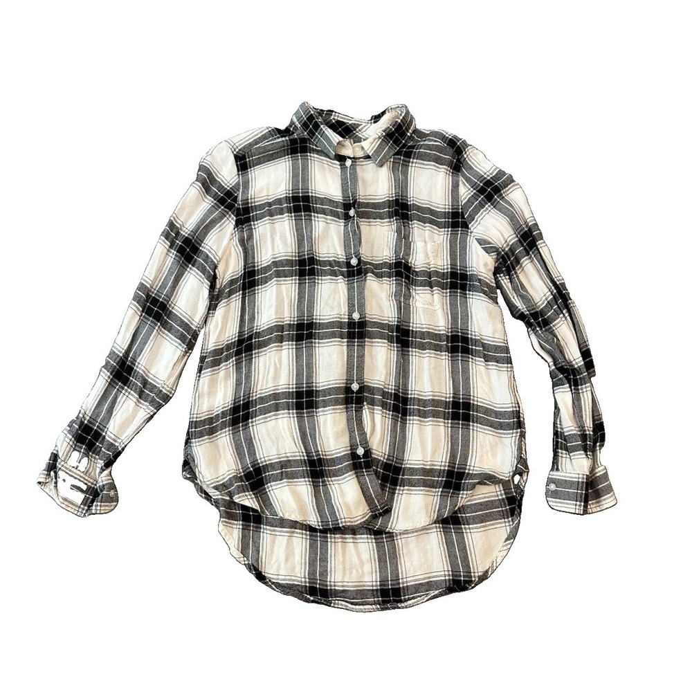American Eagle Ahh Mazingly Soft Boyfriend Flannel Womens Shirt L Plaid Grunge